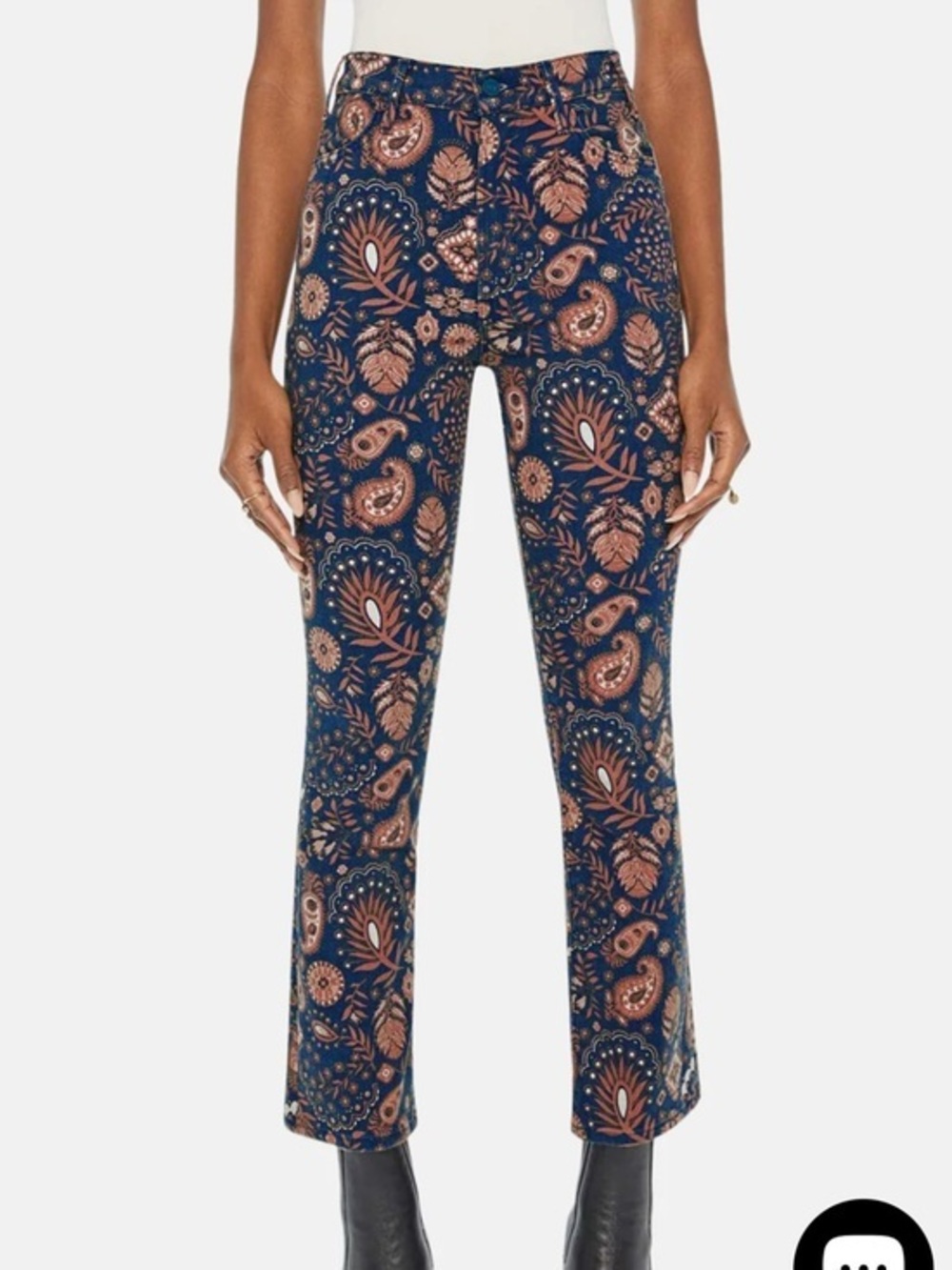 Mother Hustler Flood Jeans Henna Happiness Bootcut Ankle - 26